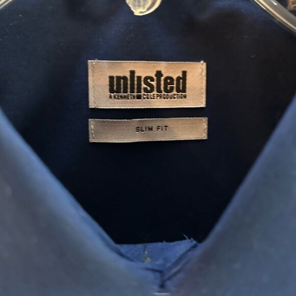 Unlisted by Kenneth Cole Blue Button-down Dress Shirt Slim Fit Size L - Picture 12 of 12